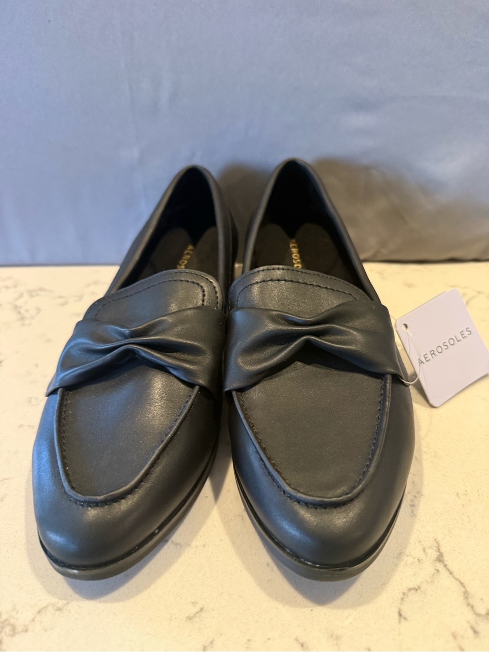 AEROSOLES Black Knot-Detail Slip-On Loafers